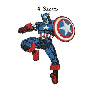 Captain America 4Sizes digitalisierte gefüllt Maschine Stickerei Design Digital Download