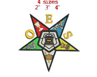 Eastern Star OES 4Sizes Digitized filled Machine Embroidery Design Digital Download