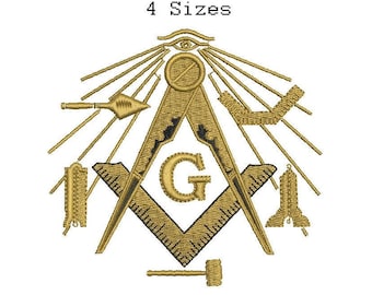 Masonic Compass and symbols 4sizes Digitized filled Machine Embroidery Design Digital Download