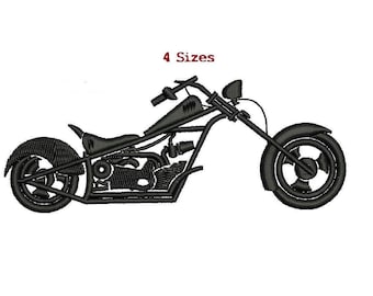 Chopper motorcycle 4 sizes Digitized filled Machine Embroidery Design Digital Download