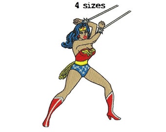 Wonder Woman 4Sizes Digitized filled Machine Embroidery Design Digital Download