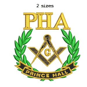 Prince Hall Masonic 2sizes Digitized filled Machine Embroidery Design Digital Download