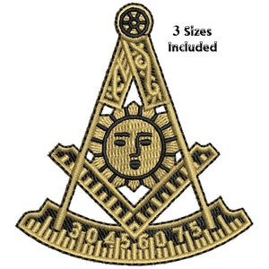 Masonic PM 3sizes Digitized filled Machine Embroidery Design Digital Download
