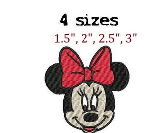 Minnie face 4Sizes Digitized filled Machine Embroidery Design Digital Download