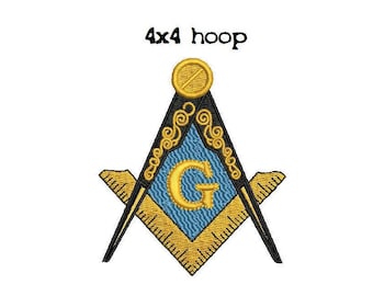 Masonic Compass and Square 4x4 hoop Digitized filled Machine Embroidery Design Digital Download
