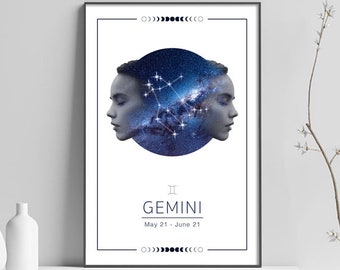 Gemini Astrology Poster - Zodiac Horoscope Digital Download