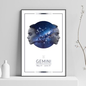 Poster di astrologia dei Gemelli - Download digitale dell&#39;oroscopo zodiacale