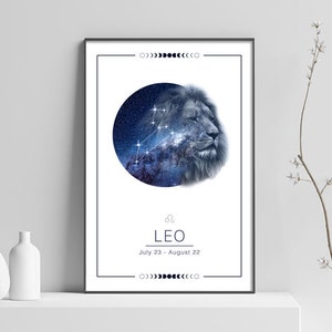 Löwe Astrologie Poster - Sternzeichen Horoskop digitaler Download