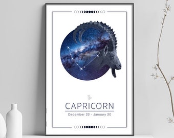 Capricorn  Astrology Poster - Zodiac Horoscope Digital Download