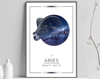Aries Astrology Poster - Zodiac Horoscope Digital Download