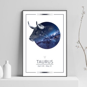 Stier Astrologie Poster - Sternzeichen Horoskop digitaler Download
