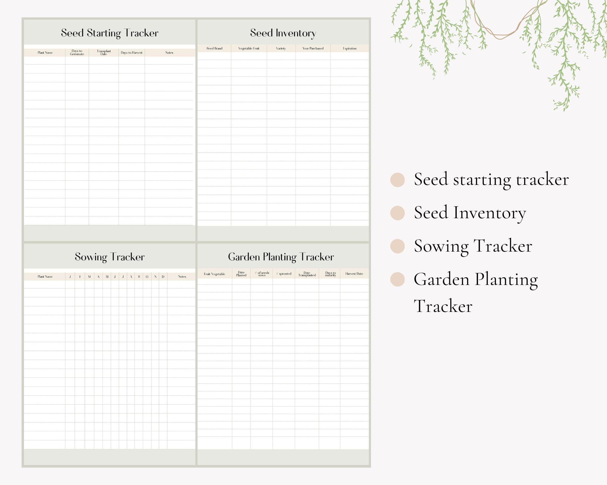 2025 Garden Planner Printable | Vegetable Layout Planner | Seed Tracker ...