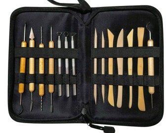 14pcs Pottery Sculpturing Tool Set Clay Modelling tool set in Zip Bag