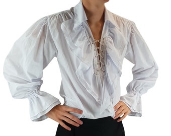 Pirate Frill Shirt - Medieval Fancy Dress Men's Buccaneer Caribbean Clothing