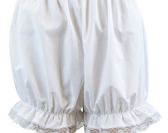 Victorian / Edwardian Bloomers With Lace Trim Fancy Dress Knickers - White