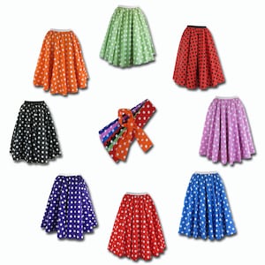 Ladies Polka Dot Rock and Roll Skirt and Scarf 50's Fancy Dress Costume With Optional Net Underskirt image 2