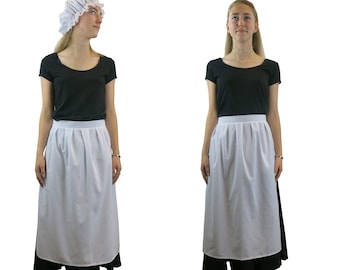 Ladies Edwardian Victorian Simple Apron - With Optional Mop Hat