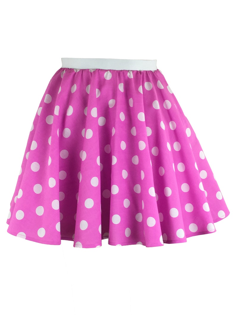 Girls Polka Dot Rock n Roll 50s Skirt & Scarf Fancy Dress Jive Costume Optional Net Under Skirt Pink and White