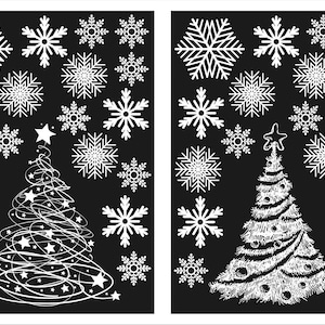 Christmas Trees and 36 Snowflake Window Static Cling Reusable Winter Decorations image 1