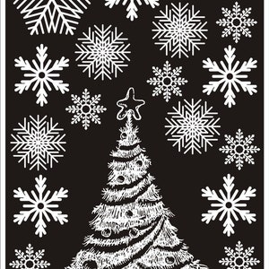 Christmas Trees and 36 Snowflake Window Static Cling Reusable Winter Decorations image 2