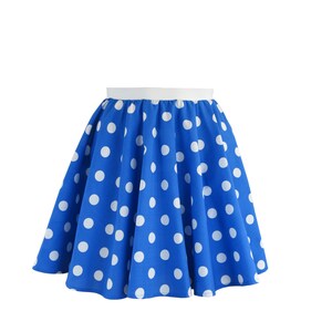 Girls Polka Dot Rock n Roll 50s Skirt & Scarf Fancy Dress Jive Costume Optional Net Under Skirt Blue and White