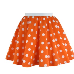 Girls Polka Dot Rock n Roll 50s Skirt & Scarf Fancy Dress Jive Costume Optional Net Under Skirt Orange and White