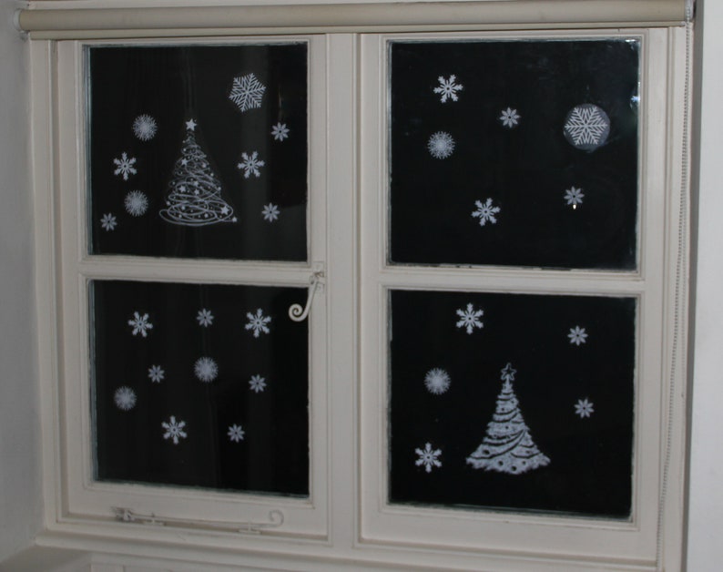 Christmas Trees and 36 Snowflake Window Static Cling Reusable Winter Decorations image 4