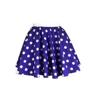 Girls Polka Dot Rock n Roll 50s Skirt & Scarf Fancy Dress Jive Costume Optional Net Under Skirt Purple and White