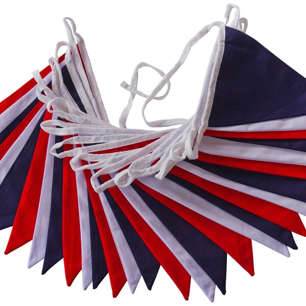 Red White and Blue Double sided bunting - 10m 30 flags Coronation Celebration