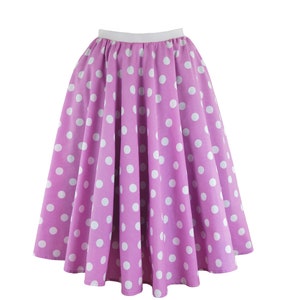 Ladies Polka Dot Rock and Roll Skirt and Scarf 50's Fancy Dress Costume With Optional Net Underskirt Pink and White