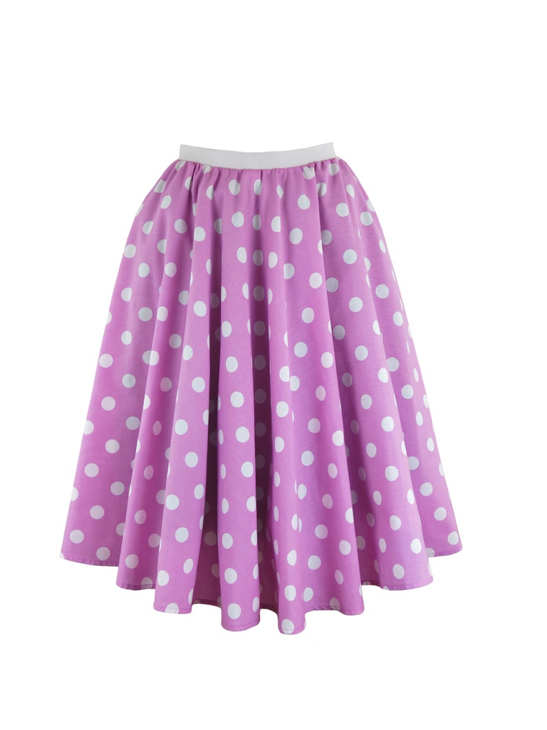 Ladies Polka Dot Rock and Roll Skirt and Scarf 50's Fancy Dress Costume With Optional Net Underskirt Pink and White