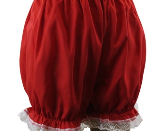 Victorian / Edwardian Bloomers With Lace Trim Fancy Dress Knickers - Red