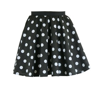 Girls Polka Dot Rock n Roll 50s Skirt & Scarf Fancy Dress Jive Costume Optional Net Under Skirt Black and White