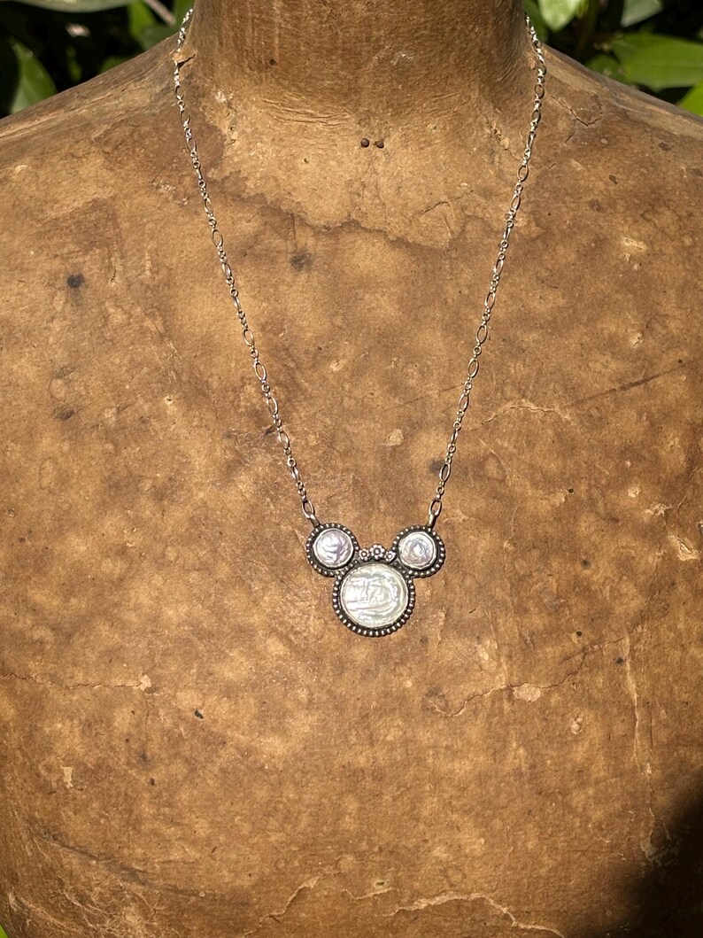 Coin Pearl Minnie Mouse handmade sterling silver necklace bild 9