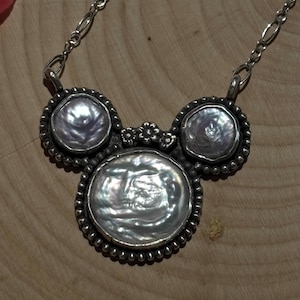 Coin Pearl Minnie Mouse handmade sterling silver necklace bild 2