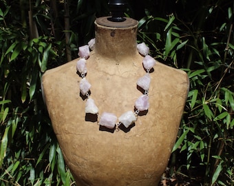Collar de pepitas de amatista en bruto, collar de cristal de amatista grueso, collar de amatista clara, collar de amatista lavanda