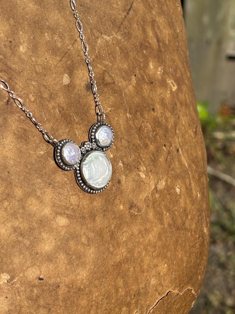 Coin Pearl Minnie Mouse handmade sterling silver necklace bild 5