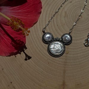 Coin Pearl Minnie Mouse handmade sterling silver necklace bild 4