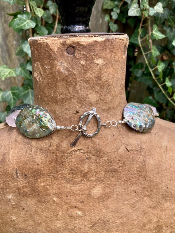 Abalone Necklace Abalone Statement Necklace Abalone Shell Necklace Abalone and Rose Quartz Necklace Shell Necklace Etsy