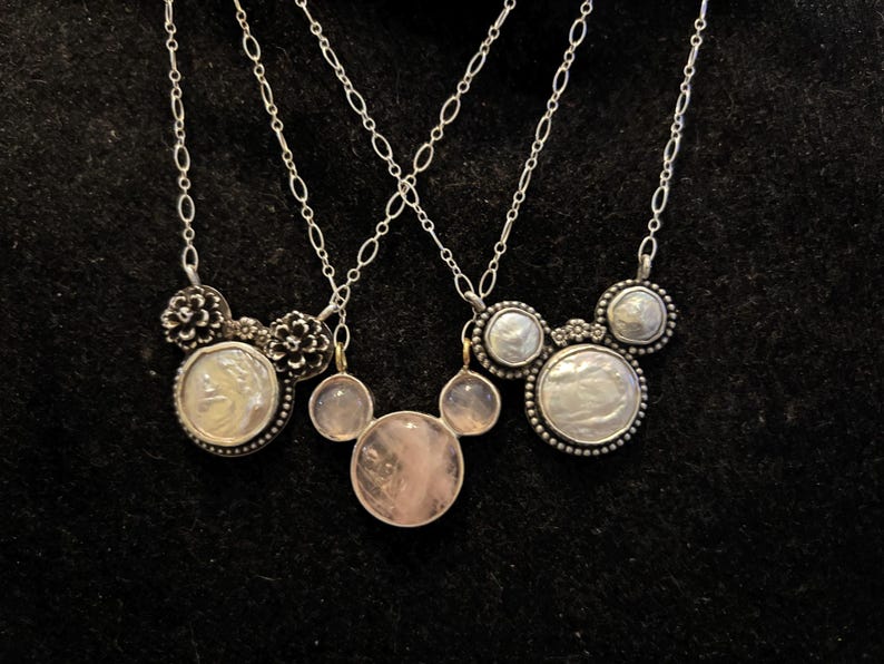 Coin Pearl Minnie Mouse handmade sterling silver necklace bild 8