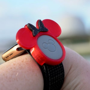 FLEXIBLE MagicBand Puck Holder for Smart Watch Band Ear Bow Style Red