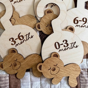 Baby Closet Organizer Sleeping Bear | Nursery Closet Clothes Organizer | Baby Shower Gift