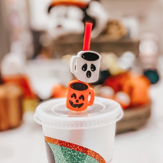 ojaga design SURKU CAFE ストラップ Halloween Coffee Mug Straw Topper | Straw Buddy | Straw Charm