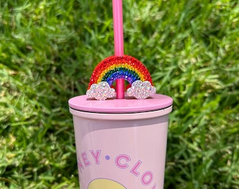 BLING Rainbow Cloud Straw Topper| Straw Buddy | Straw Charm | Straw Decoration