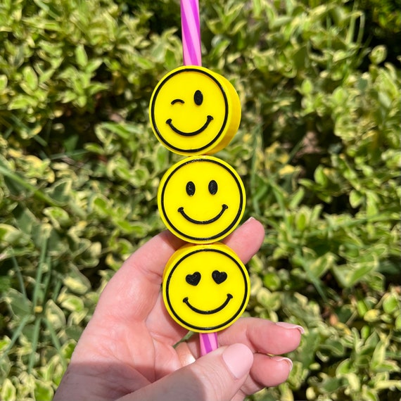 Smiley Face Straw Topper Straw Buddy Straw Charm Straw Decoration 