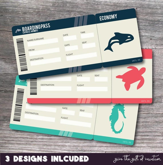 Printable PDF Surprise Tickets for Sea World Vacation Trip