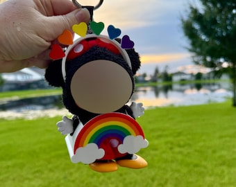Rainbow Outfit for Plush Keychain Doll, Rainbow Heart Headband Accessory, Blind Box Doll Clothes, Mini Plush Bag Charm Outfit