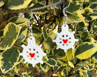 Cruise Ship Wheel Earrings,  Nautical Helm Jewelry, DCL Fish Extender Gift