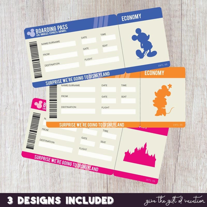 Printable PDF Ticket for a Surprise Disneyland Vacation Etsy