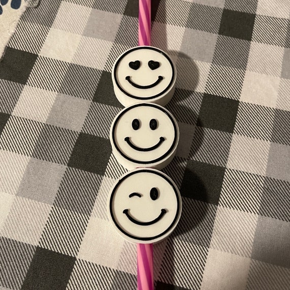 Smiley Face Straw Topper Straw Buddy Straw Charm Straw Decoration 